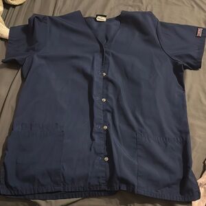 Navy Blue Cherokee Button-Up Scrub Top
